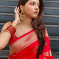 Ethnic Junctions Beautiful Red Color Saree Border Less Soft Silk Saree Embellished With Unique
