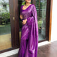Ethnic Junctions Brood Purple Soft Banarasi Silk Saree With Petrichor Blouse Piece