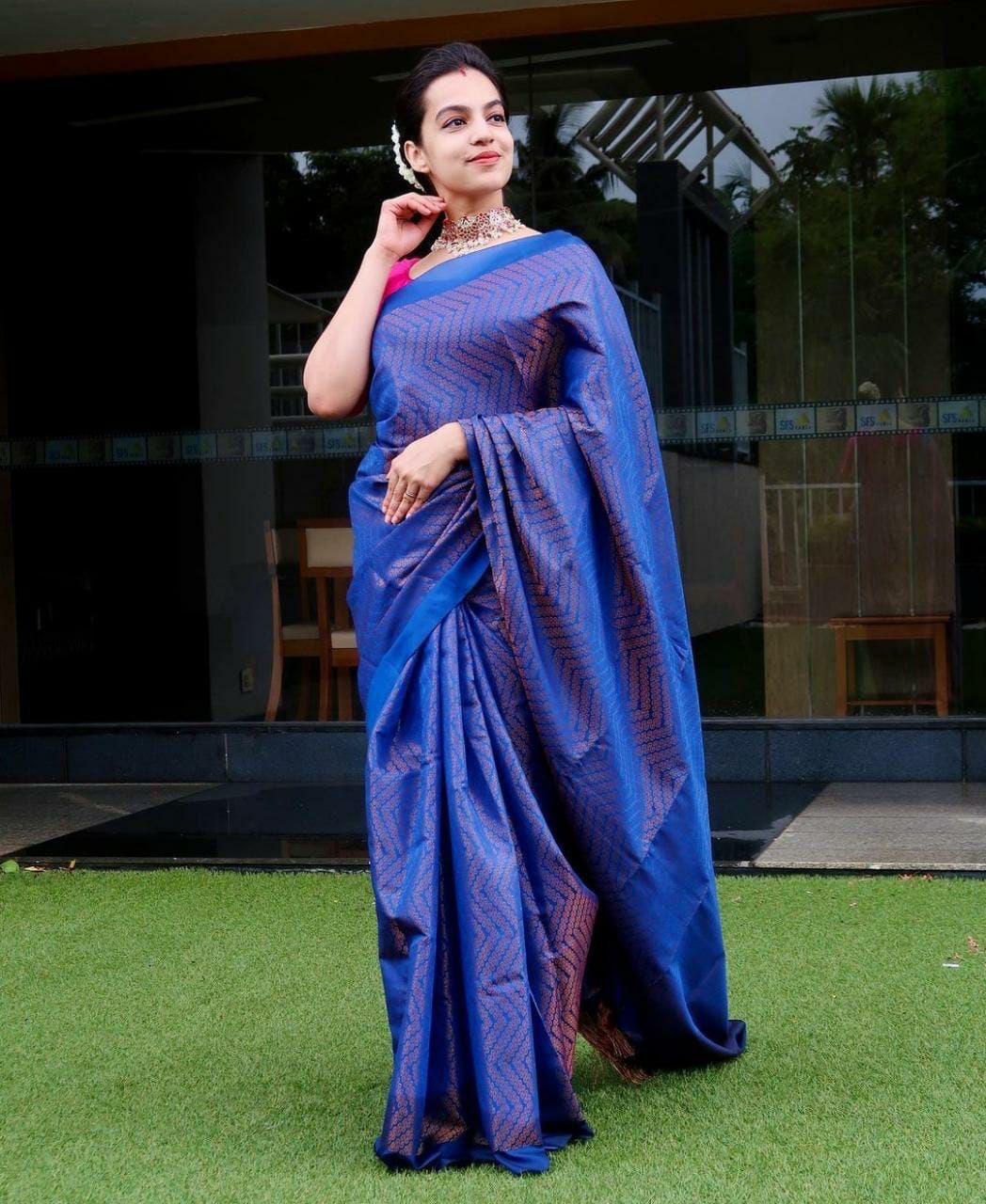 Blue Bridal Silk Saree – South India Fashion
